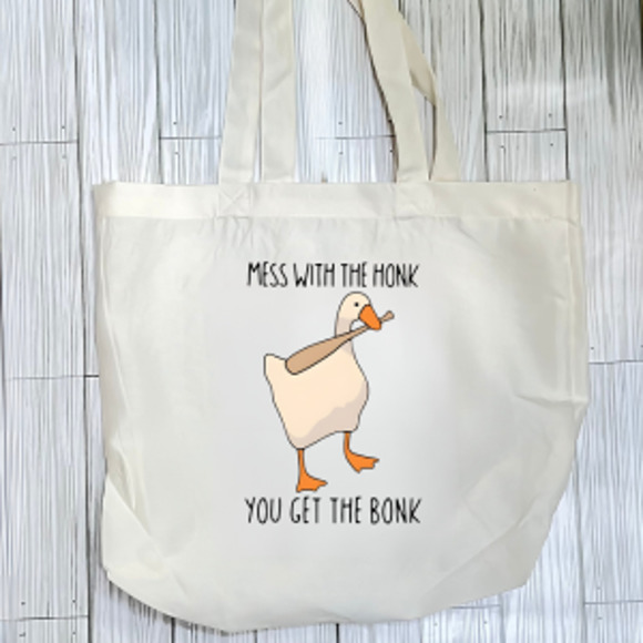Silly Goose Tote Bag, Reusable Grocery Bag, Book Bag, Funny Tote Bag - Picture 1 of 1